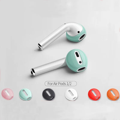 OLDWAY silicone ear pads for AirPods 1 and 2 in various colors including mint, black, and coral.