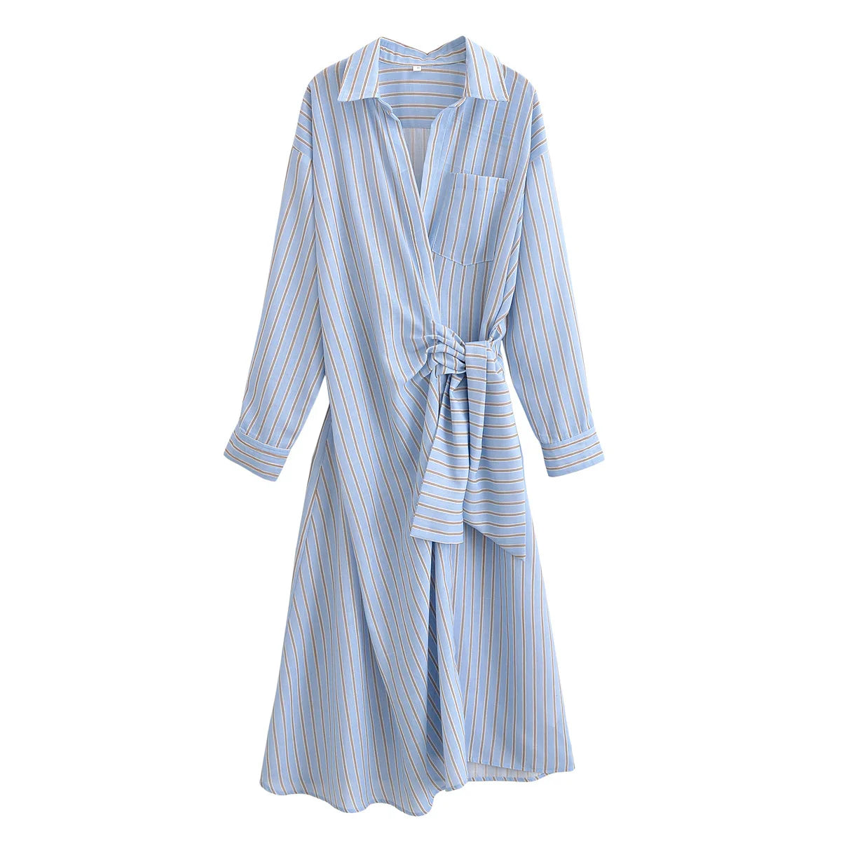 Women's clothing 2025 autumn new style, fashionable and versatile, simple and long-sleeved design, striped double-collar joint