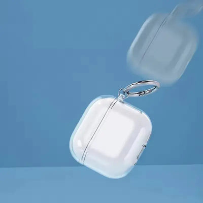 OLDWAY Transparent silicone case for AirPods 4 with earphones inside, stylish and protective design.