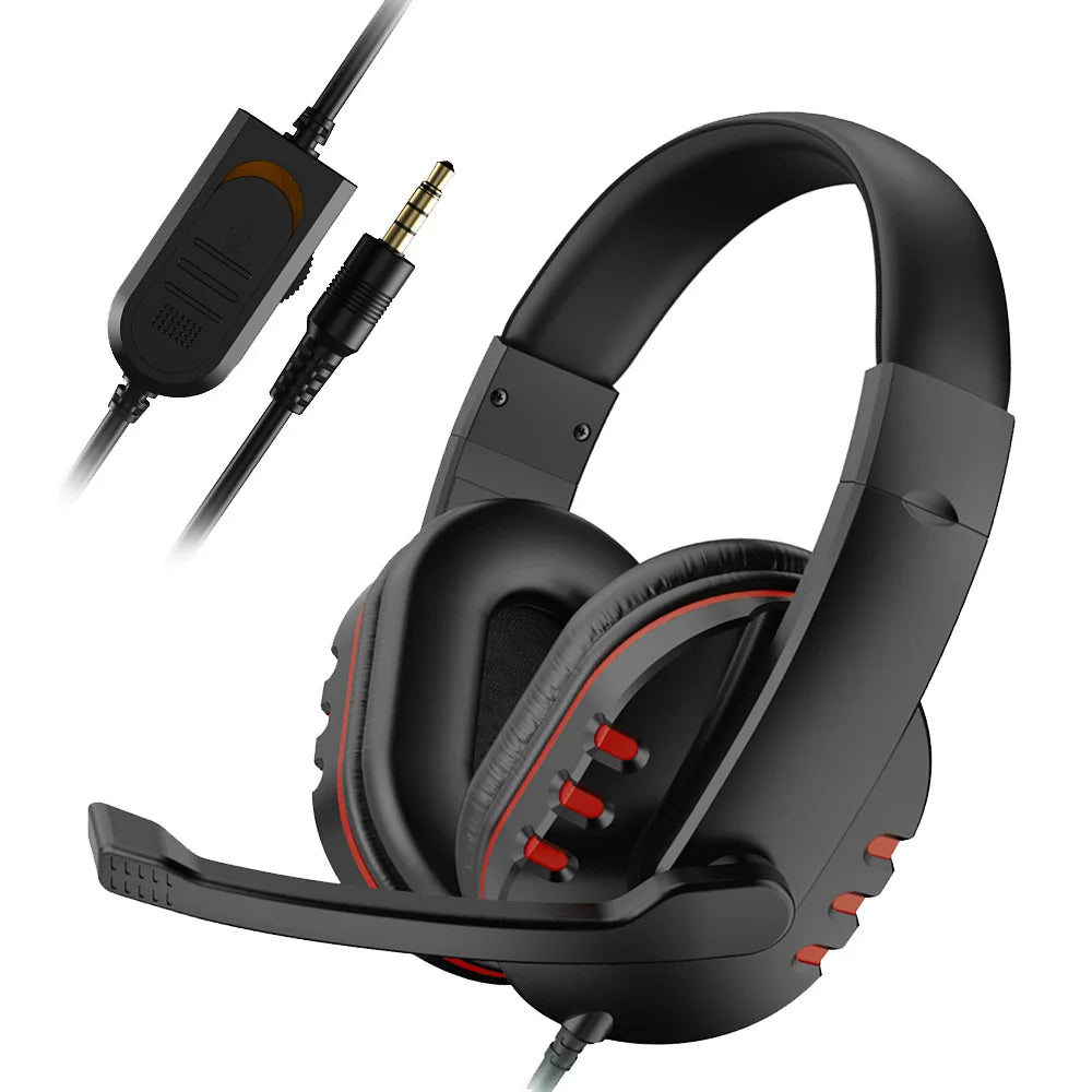 OLDWAY 3.5mm wired gaming headset with active noise-cancellation and adjustable microphone for PS4 and music.