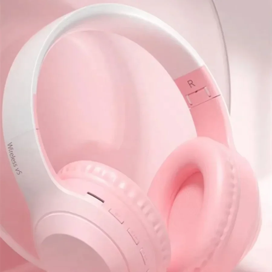 Oldway wireless headset in lavender color, featuring active noise cancellation and stylish design on a podium.