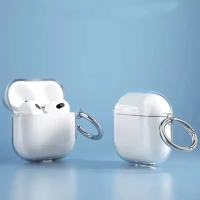 OLDWAY Transparent silicone case for AirPods 4 with earphones inside, stylish and protective design.