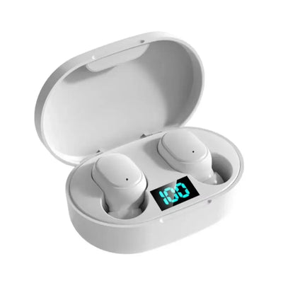 OLDWAY E6S TWS Bluetooth earphones with charging case, USB cable, and user manual.