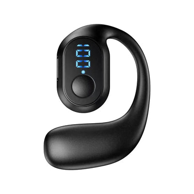 KEBIDUMEI Bluetooth 5.3 headphones in black and white with digital display, designed for comfort and style.