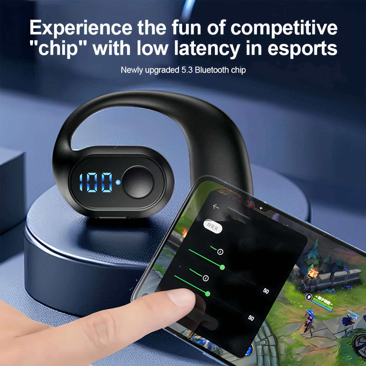 KEBIDUMEI Bluetooth 5.3 headphones in black and white with digital display, designed for comfort and style.