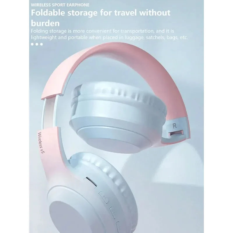 Oldway wireless headset in lavender color, featuring active noise cancellation and stylish design on a podium.