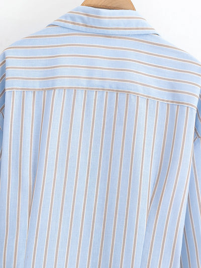 Women's clothing 2025 autumn new style, fashionable and versatile, simple and long-sleeved design, striped double-collar joint