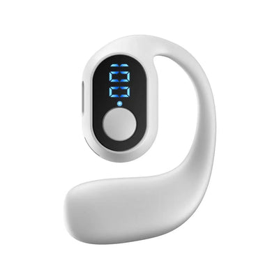 KEBIDUMEI Bluetooth 5.3 headphones in black and white with digital display, designed for comfort and style.