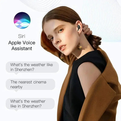 OLDWAY E6S Bluetooth headset with battery LCD display and HI-FI sound quality, showcasing compact design and wireless convenience.