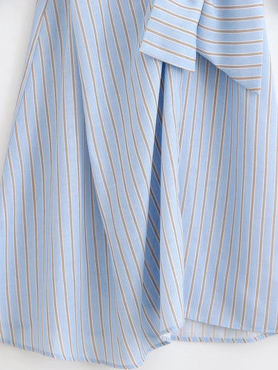 Women's clothing 2025 autumn new style, fashionable and versatile, simple and long-sleeved design, striped double-collar joint