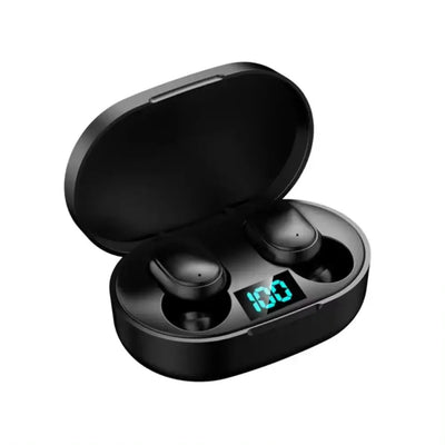 OLDWAY E6S Bluetooth headset with battery LCD display and HI-FI sound quality, showcasing compact design and wireless convenience.