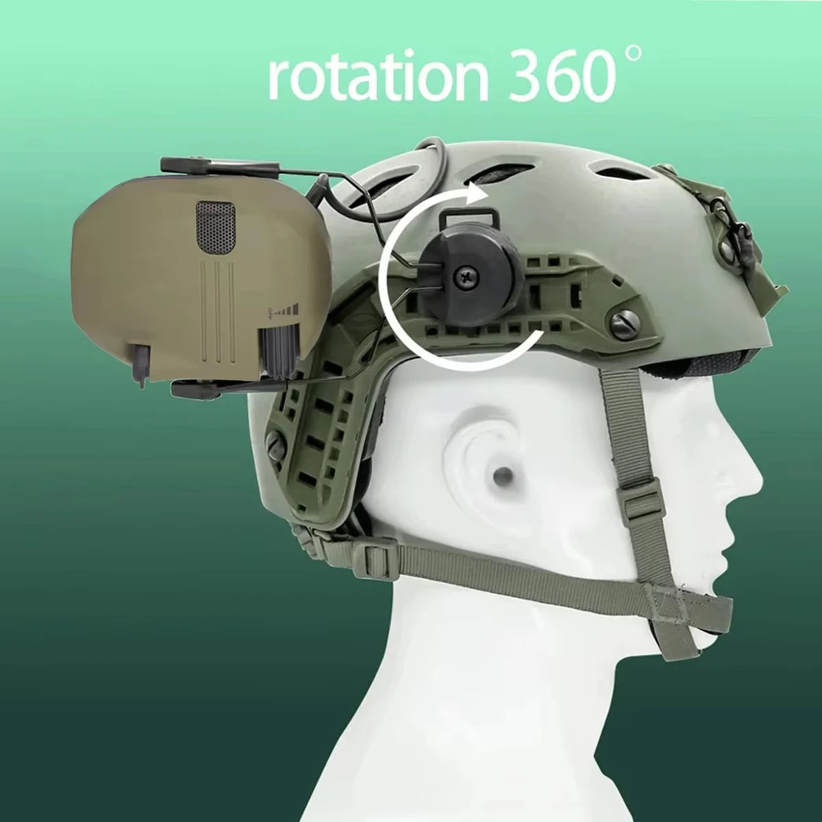 OLDWAY tactical anti-noise earmuff helmet-mounted version with adjustable headband and 23dB noise reduction.
