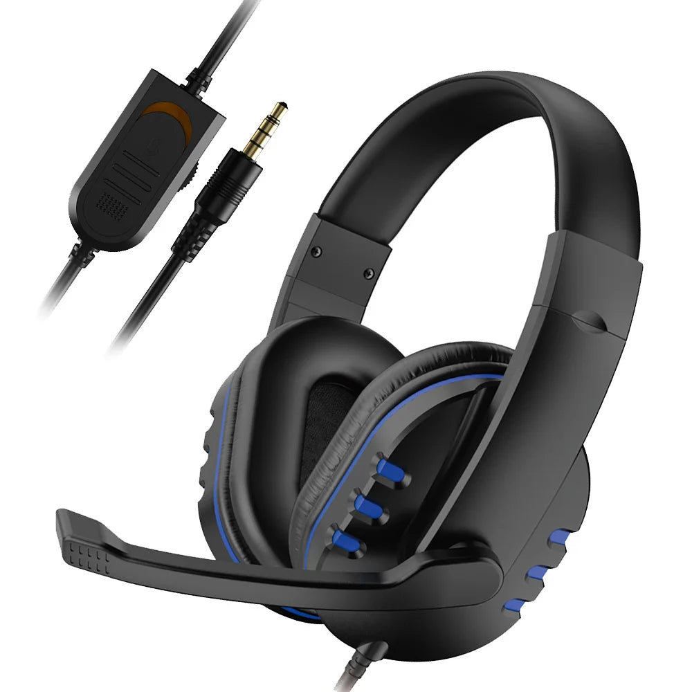 OLDWAY 3.5mm wired gaming headset with active noise-cancellation and adjustable microphone for PS4 and music.