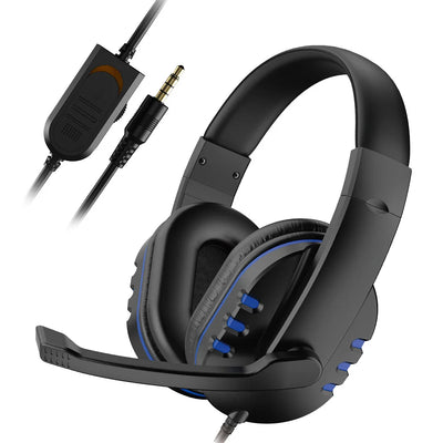 OLDWAY 3.5mm wired gaming headset with active noise-cancellation and adjustable microphone for PS4 and music.