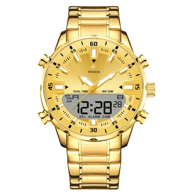 WWOOR New Luxury Digital Watch For Men Sports Big Watches LED Quartz Wristwatch Waterproof Male Clock Military Relogio Masculino
