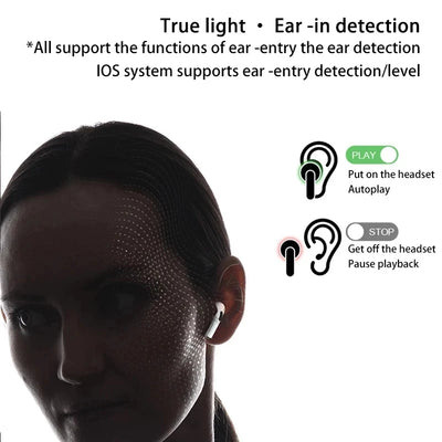 OLDWAY irpods pro wireless Bluetooth headset in a mint green charging case with carabiner attached.