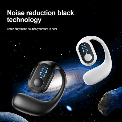 KEBIDUMEI Bluetooth 5.3 headphones in black and white with digital display, designed for comfort and style.