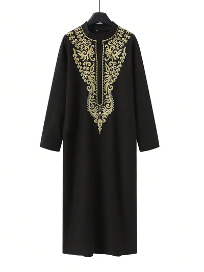Muslim traditional men's robe, elegant and luxurious embroidered robe, casual festival Islamic men's robe
