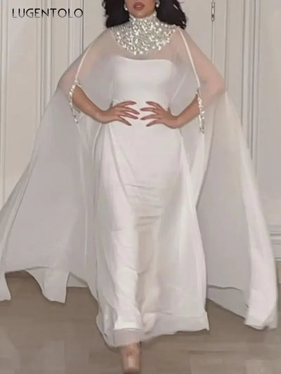 Women Chiffon Sexy Dress Partty Perspective Cloak Big Swing Temperament Lady Elegant Middle East Banquet 2-piece Set Luegntolo