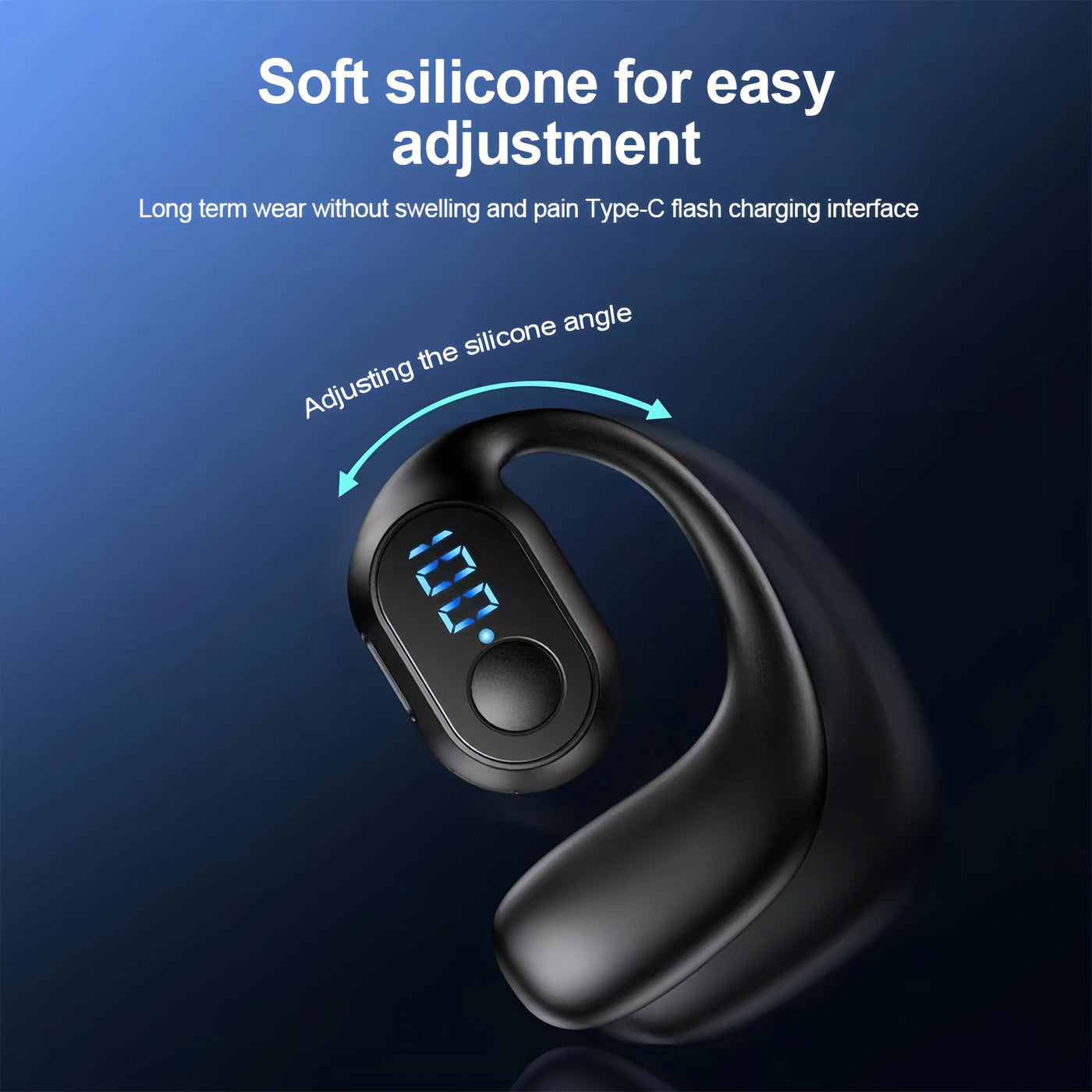 KEBIDUMEI Bluetooth 5.3 headphones in black and white with digital display, designed for comfort and style.
