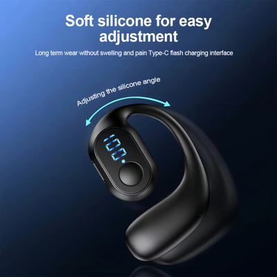KEBIDUMEI Bluetooth 5.3 headphones in black and white with digital display, designed for comfort and style.